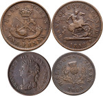 Kanada: Bank of Upper Canada, Bank Token 1 Penny 1852 / St. Georg Penny. KM# Tn 3. Dabei noch Province of Nova Scotia, ½ Penny Token 1823, KM# 1. Lot ...