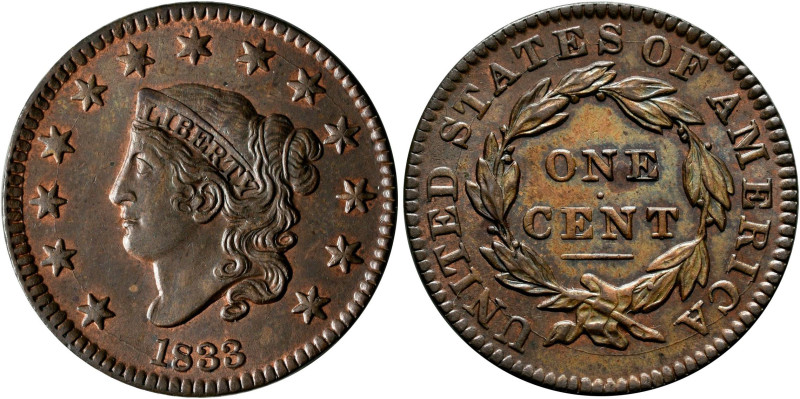 Vereinigte Staaten von Amerika: 1 Cent 1833, Coronet / Large Cent, KM# 43. Stück...