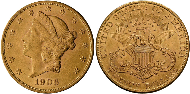 Vereinigte Staaten von Amerika: 20 Dollars 1906 D (Double Eagle - Liberty Head) ...