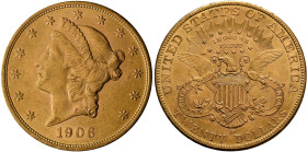 Vereinigte Staaten von Amerika: 20 Dollars 1906 D (Double Eagle - Liberty Head) Denver, KM# 74.3, Friedberg 180. 33,42 g, 900/1000 Gold. Winzige Kratz...