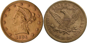 Vereinigte Staaten von Amerika: 10 Dollars 1894 (Eagle - Liberty Head coronet) Philadelphia, KM# 102, Friedberg 158. 16,71 g, 900/1000 Gold. Kleine Kr...