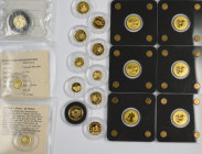 Alle Welt: Kleinste Goldmünzen der Welt. Lot mit 19 Minigoldmünzen aus verschiedenen Ländern, von 1/500 OZ bis zur 1/25 OZ. Sehr hoher Einstandspreis....