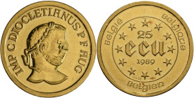 Belgien: Baudouin I. 1951-1993: 25 Ecu 1989, Dioletian. 1/4 OZ, 999/1000 Gold. KM# 173, Friedberg 430. Kratzer, ex prooflike.
 [zzgl. 0 % MwSt.]