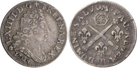 Frankreich: Louis XIV. 1643-1715: 1/16 Ecu aux insignes 1704, BB-Strassburg, KM# 337.4, Gadoury 108. Sehr schön - vorzüglich.
 [differenzbesteuert]