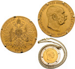 Österreich: Franz Joseph I. 1848-1916: 100 Kronen 1915 (NP), KM# 2819, Friedberg 507R, Frühwald 1923. Münze als Anhänger mit Kette verarbeitet. Öse mi...
