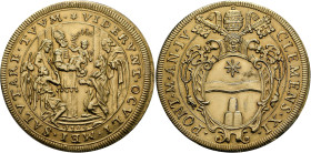 Vatikan: Vatikan - Kirchenstaat, Clemens XI. 1700-1721: Scudo / Piastra 1704 (Anno IV), Rom. Jesuskind im Tempel VIDERVNT OCVLI MEI SALVTARE TVVM Wapp...