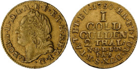 Altdeutschland und RDR bis 1800: Braunschweig-Lüneburg, Georg II. 1727-1760: Goldgulden zu 2 Taler 1750, IAS Hannover. 3,25 g. Friedberg 610, Welter 2...
