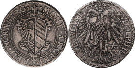 Altdeutschland und RDR bis 1800: Nürnberg: Taler o. J. (1581/1582) mit Titel Rudolf II. Der erste Nürnberger Reichstaler. Stadtwappen, MONE ARGENT REI...