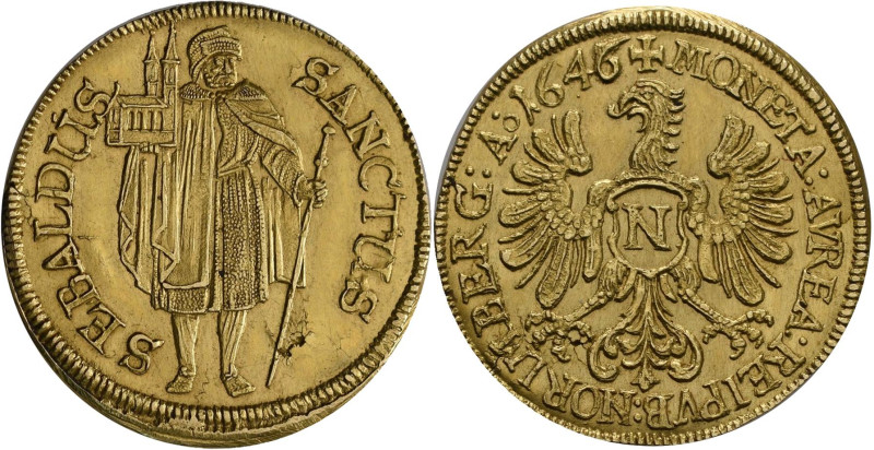 Altdeutschland und RDR bis 1800: Nürnberg: Goldgulden 1646 (Jahreszahl aus 1645 ...