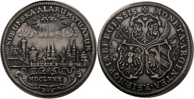 Altdeutschland und RDR bis 1800: Nürnberg: Taler 1680 (Reichstaler). Stadtansicht von Westen, in Wolken Gottesname in hebräischer Schrift, Wahlspruch ...