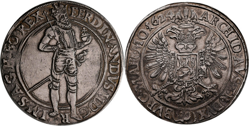 Haus Habsburg: Ferdinand II. 1618-1637: Taler 1624 (Reichstaler) Prag, Mzm. Hans...