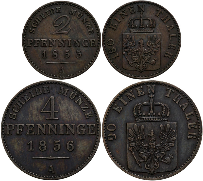 Preußen: Friedrich Wilhelm IV. 1840-1861: 4 Pfennige 1856 (AKS 89) plus 2 Pfenni...