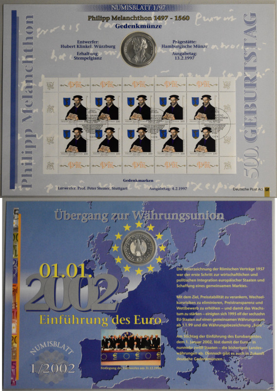 Numisbriefe, Numisblätter: Album mit Numisblätter in DM (16) und Euro (5) / Ausg...