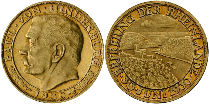 Medaillen Deutschland - Personen: Hindenburg, Paul von: Goldmedaille 1930 von Be...