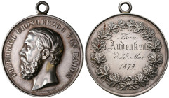 Medaillen Deutschland - Geographisch: Baden, Friedrich I. 1852-1907: Silbermedaille o. J. (Gravur 1879) von Schnitzspahn. Zum Andenken. Büste nach lin...