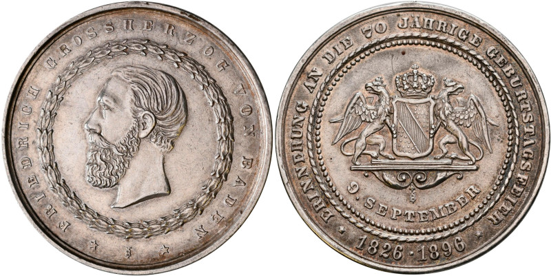 Medaillen Deutschland - Geographisch: Baden, Friedrich I. 1852-1907: Silbermedai...