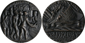 Medaillen Deutschland - Sonstige: Propaganda: Bronzegussmedaille 1915 vom Karl Goetz auf die Torpedierung des britischen Passagierschiffes ”Lusitania”...