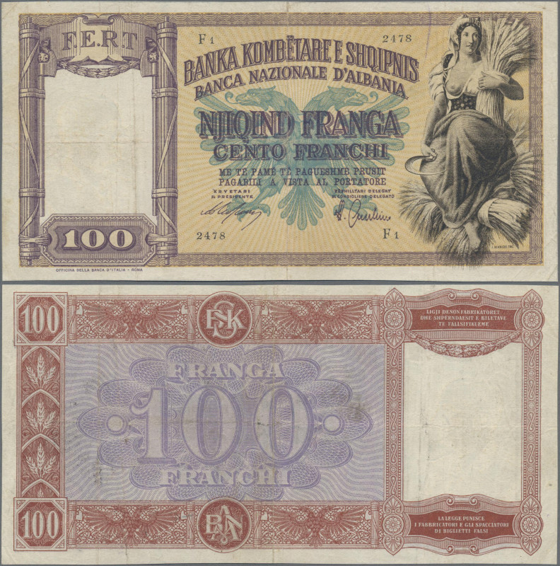 Albania: Albanian State Bank, set of 18 banknotes 100 Franga Ari ND(1926), P.8 (...