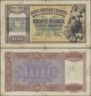 Albania: Albanian State Bank, set of 5 banknotes 100 Franga 1945 provisional issue P.14, all used in condition VG, nice set. (5 pcs)
 [differenzbeste...