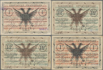 Albania: Albanian Self Government and Albanian Republic – Coriza/Korytza, set of 10 banknotes containing 3x 1/2 Frange 1917 P. S141 series ”A” (1x VF,...