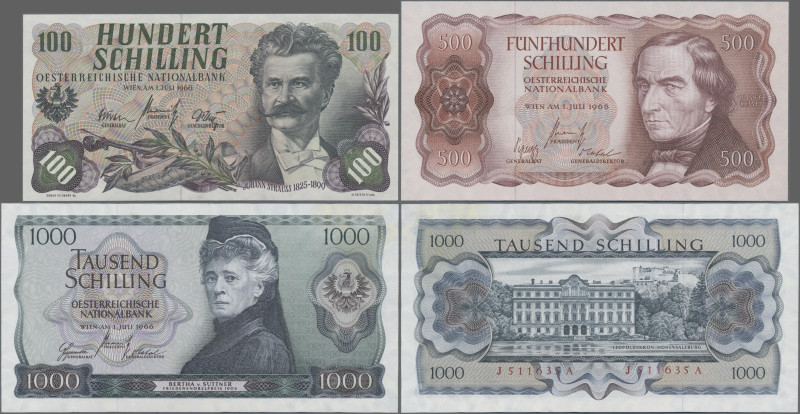 Austria: Österreichische Nationalbank, lot with 3 banknotes, series 1960-1966, w...