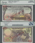 Belgian Congo: Banque Centrale du Congo Belge et du Ruanda-Urundi, 500 Francs 1957 SPECIMEN, P.34s, Specimen # 13 and oval overprint ”De La Rue & Co L...