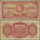 Bermuda: Bermuda Government 10 Shillings 12th May 1937 with fractional serial number, P.10b, toned paper with several folds and tiny hole at center, C...