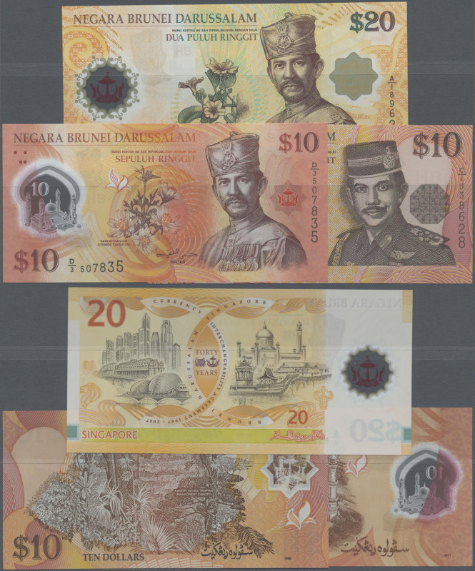 Brunei: Negara Brunei Darussalam, lot with 7 banknotes, series 1996, 2007 and 20...