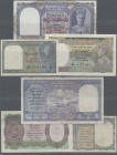 Burma: Government of India, set with 3 banknotes with overprint ”MILITARY ADMINISTRATION OF BURMA”, with 1 Rupee ND(1945) (P.25b, VF+/XF), 5 Rupees ND...