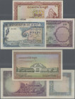 Cambodia: Banque Nationale du Cambodge, lot with 3 banknotes, series ND(1955-56), with 1 Riel (P.1, VF/VF+), 5 Riels (P.2, VF+/XF) and 10 Riels (P.3, ...