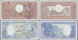 Chad: Banque des États de l'Afrique Centrale - République du Tchad, pair with 500 Francs 1984 (P.6, XF/XF+) and 1.000 Francs 1992 (P.10Ac, UNC). (2 pc...