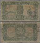 China: The Commercial Bank of China, 5 Dollars 1926, P.9, almost well worn condition with margin split, small missing parts and tears at center, Condi...