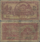 China: The Land Bank of China, 1 Yuan 1931 – SHANGHAI branch, P.504, almost well worn condition with margin split and small missing parts, tears at ce...
