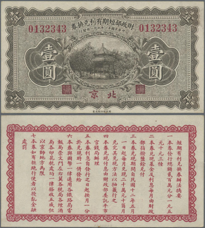 China: Chinese Banks - Short Term Interest Bearing Exchange Note, 1 Yuan 1922, P...