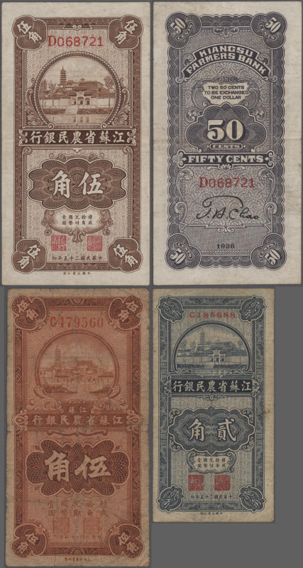 China: Kiangsu Farmers Bank, set with 3 banknotes 20 and 2x 50 Cents 1936, P.S11...