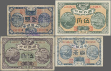 China: KWANGSI BANK, lot with 5 banknotes, series 1917-1936, with 10 Cents 1917 (P.S2355, VG with small holes), 50 Cents 1918 (P.S2356, F/F- with mino...