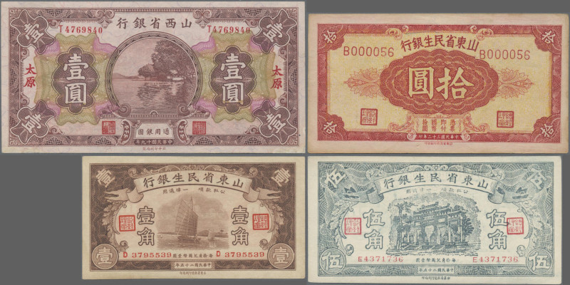 China: Lot with 6 banknotes, consisiting for the SHANSE PROVINCIAL BANK 1 Yuan 1...