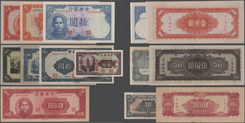 China: The Central Bank of China, huge lot with 87 banknotes, series 1928 – 1947...