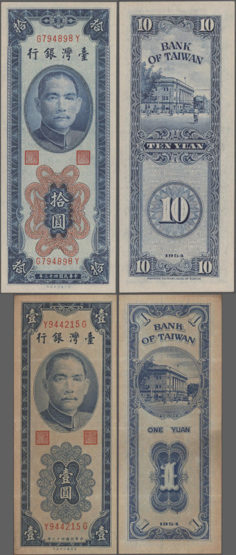 China: Bank of Taiwan, series 1949 and 1954, comprising 2x 1 Cent (P.1946, 1963,...