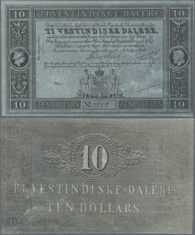 Danish West Indies: State Treasury, 10 Vestindiske Dalere / Dollars L.04.04.1849...