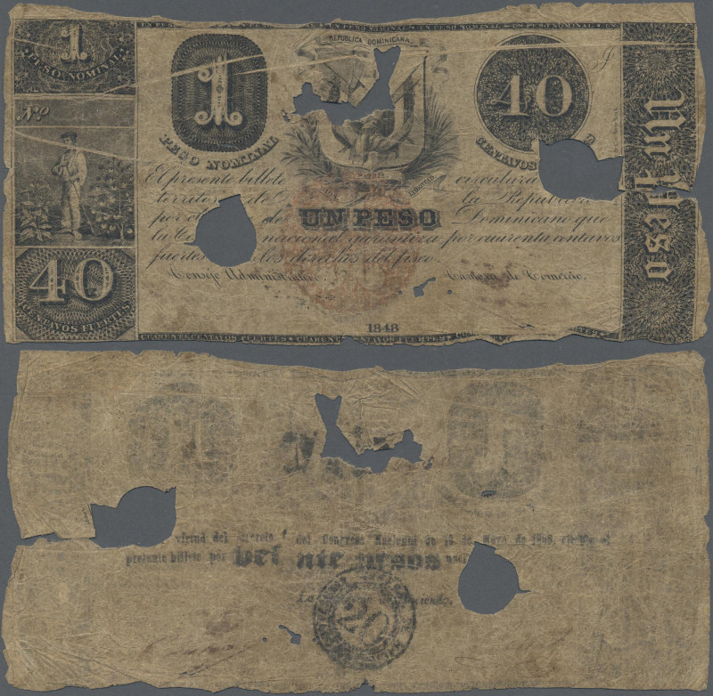 Dominican Republic: República Dominicana, 20 Pesos 1849, overprint on 1 Peso and...