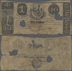 Dominican Republic: República Dominicana, 20 Pesos 1849, overprint on 1 Peso and 40 Centavos Fuertes, P.6, large cancellation holes, tears and holes a...