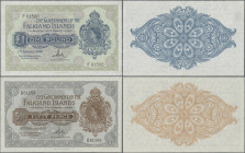 Falkland Islands: The Government of the Falkland Islands, pair with 50 Pence 1974 (P.8d, XF) and 1 Pound 1982 (P.10b, XF). (2 pcs.)
 [differenzbesteu...