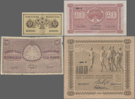 Finland: Finlands Bank, very nice lot with 6 banknotes, series 1909-1935, comprising 5 Markkaa (P.9b, F), 25 Penni (P.33, aUNC, tape remnants on back)...