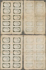 France: Two uncut sheets 5 Livres 1793 with 10 Assignates each sheet and 20 different signatures, P.A76, slightly stained paper, margin split and seve...