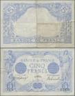 France: Banque de France, 5 Francs 1913, P.70, still nice with strong paper and larger stain on back, Condition: F/F+.
 [differenzbesteuert]
