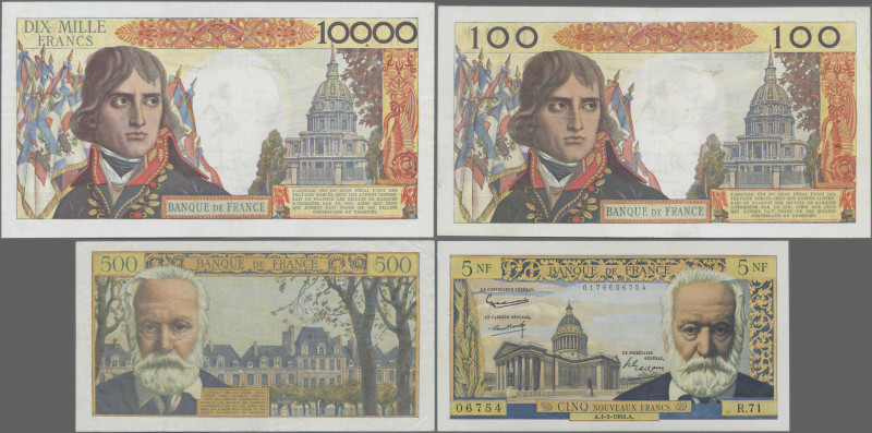 France: Banque de France, lot with 7 banknotes, series 1954-1962, with 2x 500 Fr...