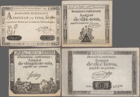 France: Huge lot with 21 different French Assignats, series 1791-1796 and 1 banknote Caisse d'Échange des Monnaies, Rouen 20 Francs 1801 ”Annule” (P.S...