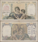 French Indochina: Banque de l'Indo-Chine, lot with 6 banknotes 1 – 500 Piastres 1932-1946, comprising 1 Piastre (P.52, VG, rusty pinholes), 5 Piastres...