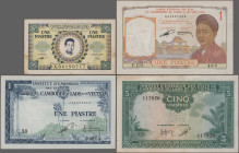 French Indochina: Gouvernement Général de l'Indochine and Institut d'Émission des États du Cambodge, du Laos et du Vietnam, lot with 12 banknotes, ser...